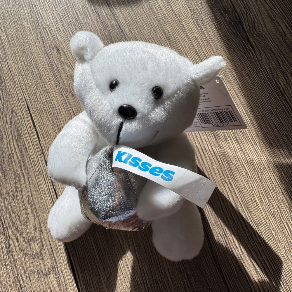 White Plush Bear with Silver Heart